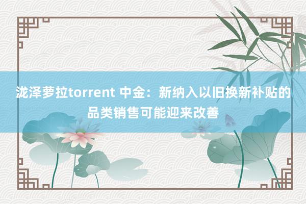 泷泽萝拉torrent 中金：新纳入以旧换新补贴的品类销售可能迎来改善