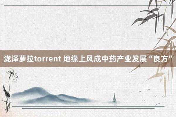 泷泽萝拉torrent 地缘上风成中药产业发展“良方”