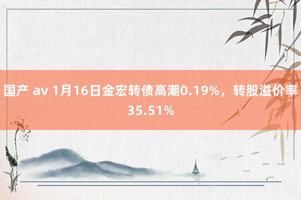 国产 av 1月16日金宏转债高潮0.19%，转股溢价率35.51%