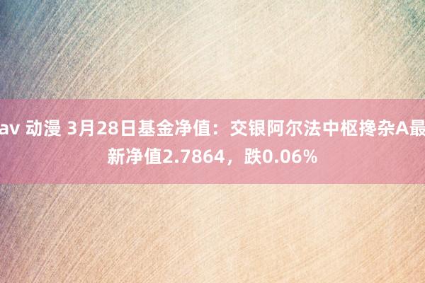 av 动漫 3月28日基金净值：交银阿尔法中枢搀杂A最新净值2.7864，跌0.06%